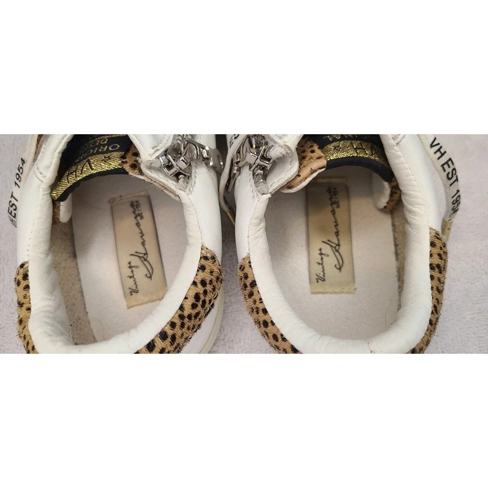 Vintage Havana Sneaker Womens Size 5 White Cheetah Print Star Zip Calf Hair Shoe